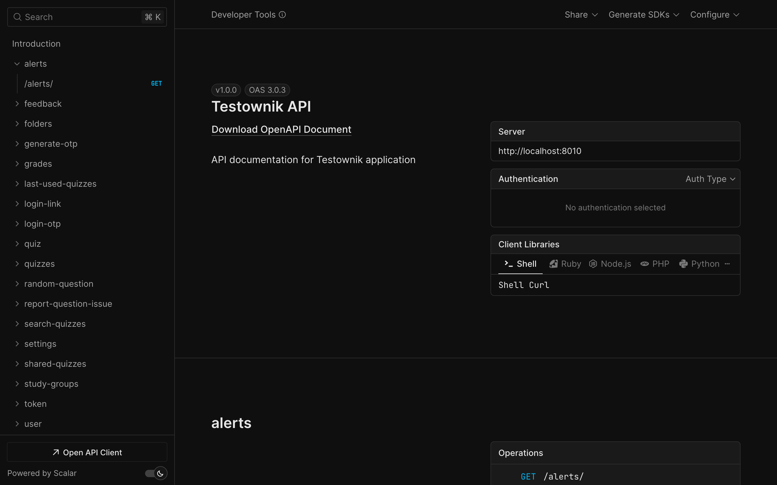 Scalar API Reference Dark